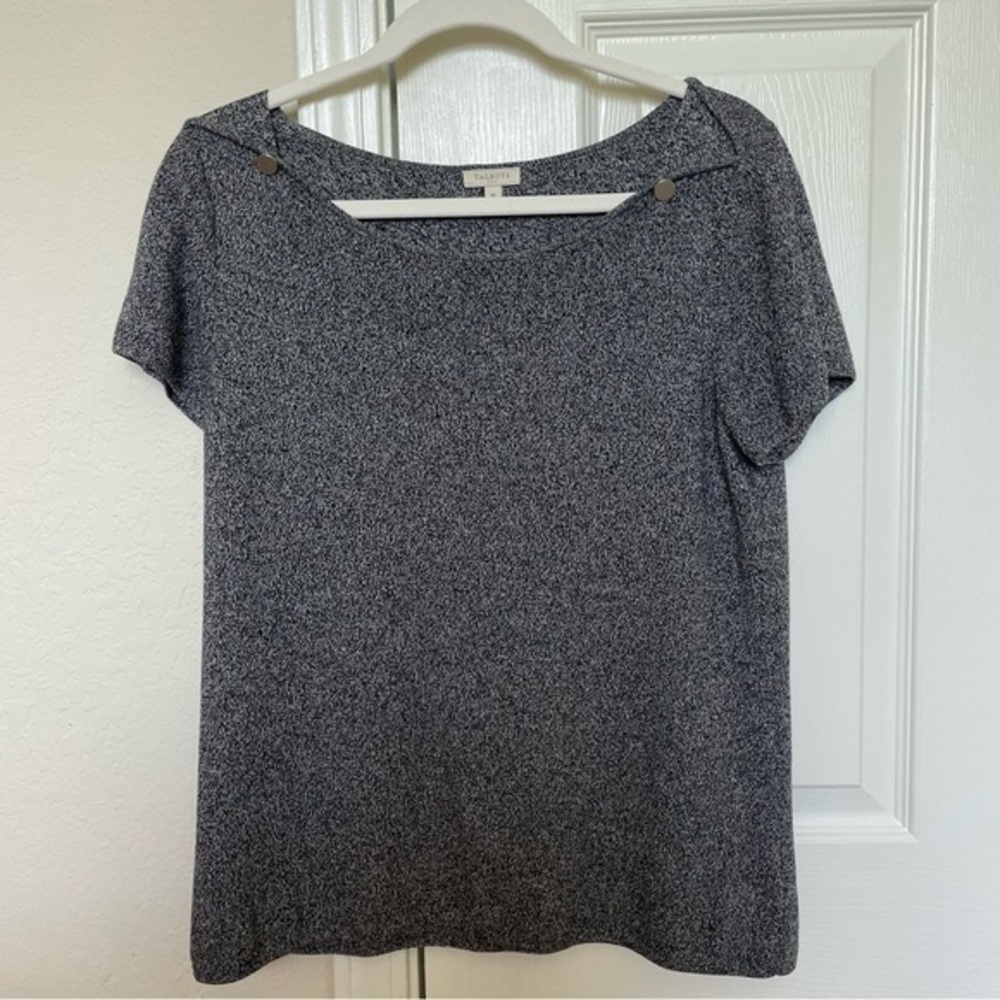 TALBOTS Grey Knit Short Sleeve Sweater  Size M